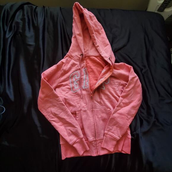 Bright pink gap jacket with hood long sleeve zipper for women size small - Picture 1 of 1
